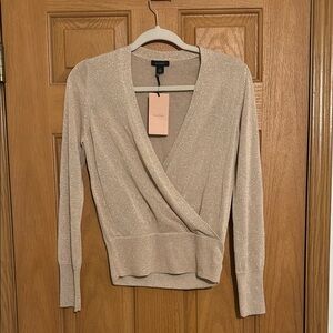 Halogen Cream V-Neck Sweater Knit Minimalist